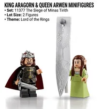 LEGO 11377 Minas Tirith LOTR King Aragorn & Queen Arwen Minifigures