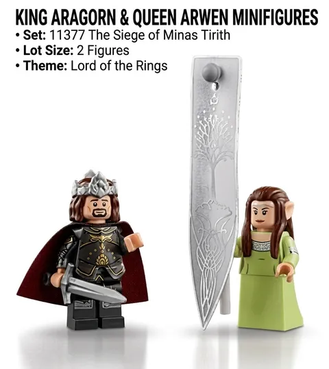 LEGO 11377 Minas Tirith LOTR King Aragorn & Queen Arwen Minifigures
