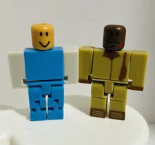 LEGO Minifigures Lot of 2 Block-Style Figures Blue/White Tan/Brown Plastic