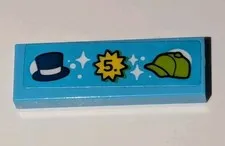 LEGO Medium Azure 1x3 Tile # 5 Top Hat & Lime Baseball Hat Cap Pattern Set 42650