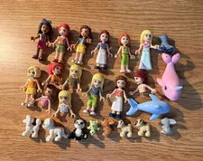 LEGO Friends Minifigure Lot w/ Narwal, Dolphin & Panda Animals and Accessories