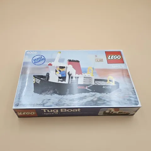LEGO 4005 Tug Boat - Rare Factory Sealed In Cellophane Vintage 1980 Classic Town