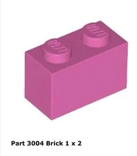LEGO Dark Pink 1x2 Brick (3004) - 100 New Pieces - Building Bricks