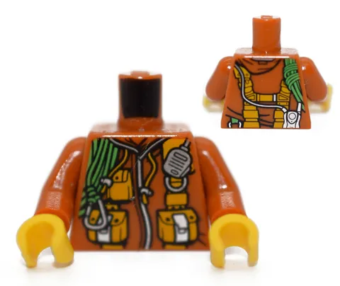 LEGO Minifigure Torso Dark Orange City Jungle Explorer rock climber rope 6179212