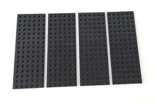 LEGO Part 3027 6 X16 Plate - Black Color, Standard, Replacement Plate Lot of 4