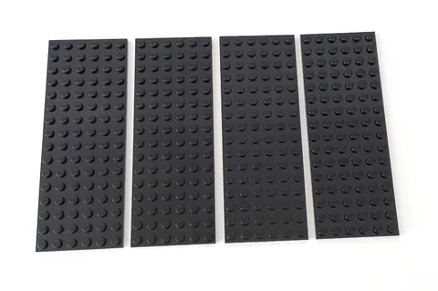 LEGO Part 3027 6 X16 Plate - Black Color, Standard, Replacement Plate Lot of 4
