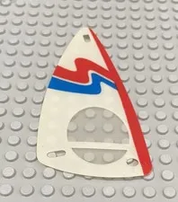 LEGO Plastic Triangle 6 x 12 Sail with Red and Blue Wavy Stripes