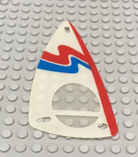 LEGO Plastic Triangle 6 x 12 Sail with Red and Blue Wavy Stripes