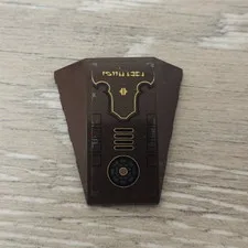 Lego 47753pb064 Dark Brown Wedge 4x4 Triple Curved No Studs Gold Alien Character