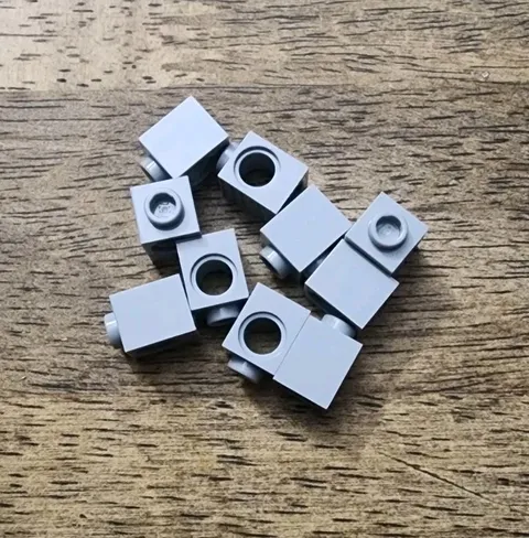 LEGO Light Bluish Gray Technic, Brick 1 x 1 with Hole. QTY 10. Part No. 6541.