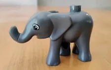 LEGO Duplo Baby Elephant Gray Plastic Walking Figure 2 Inch Black White Eyes