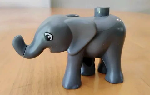 LEGO Duplo Baby Elephant Gray Plastic Walking Figure 2 Inch Black White Eyes