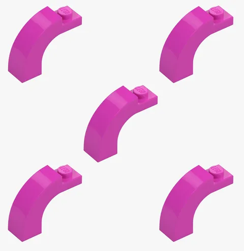 5 New LEGO Dark Pink 1x3x2 Curved Top Arch Bricks round rounded 92903 6366707