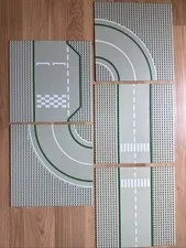 Lego Town Gray Starting Line Racing Street Baseplate 32x32 early 1980s lot of 5