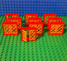 LEGO Window 1x4x3 In Red. With Gold Lattice Panes. Lot Of 10