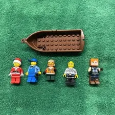 Lego Boat 14x5x2 Brown Paddle Pirate Ship 4142007 2551 & Mini Figures Lot