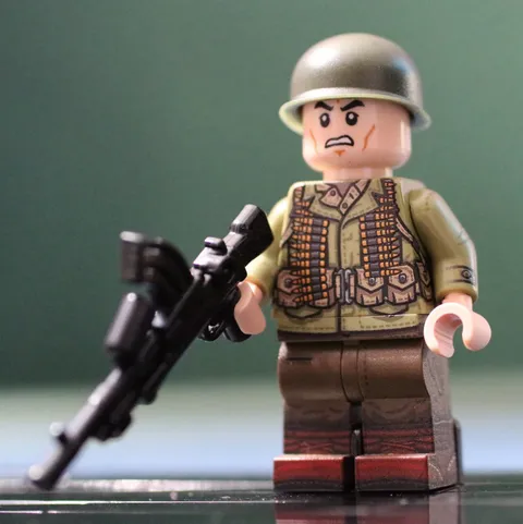 LEGO Minifig Co. Custom WW2 US Machine Gunner With BrickArms