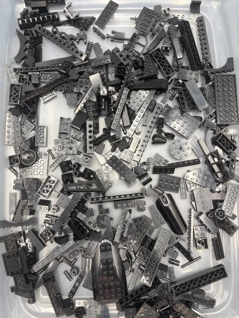 1 lb. Bulk Mixed Black Legos - standard blocks and unique pieces (Lot A)