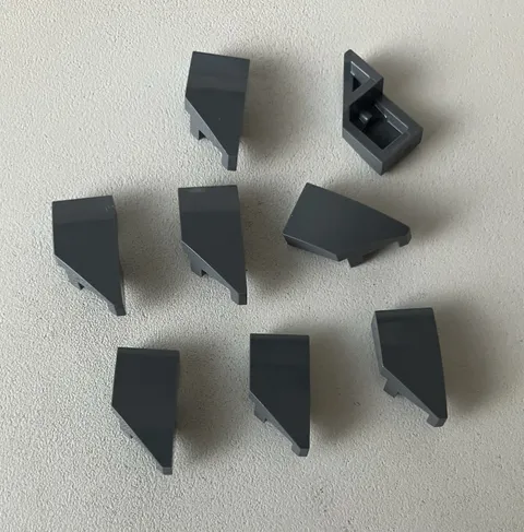 LEGO 8x NEW Slope/Wedge 1x2 w/ Stud Notch RIGHT, DARK BLUISH GREY #29119