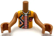 Lego New Minifig Torso Mini Doll Boy Bright Light Orange Sleeveless Shirt Open