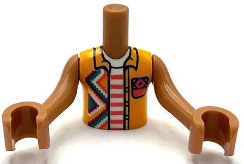 Lego New Minifig Torso Mini Doll Boy Bright Light Orange Sleeveless Shirt Open