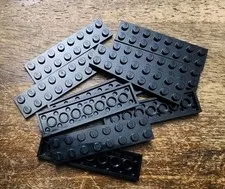 LEGO Black Plate 2 X 8 QTY 10. Part No. 3034.