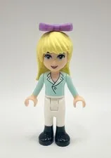 Lego Friends Figure Minifig Stephanie - Aqua Shirt, White Pants From Set #41057