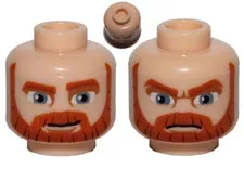 LEGO Minifigure, Head Dual Sided Beard Thick with Lines, Dark Orange 3626pb0828