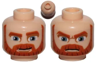 LEGO Minifigure, Head Dual Sided Beard Thick with Lines, Dark Orange 3626pb0828