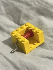 LEGO Part: Yellow String Reel Winch 4 x 4 x 2 w Metal Handle Red Drum # bb0067