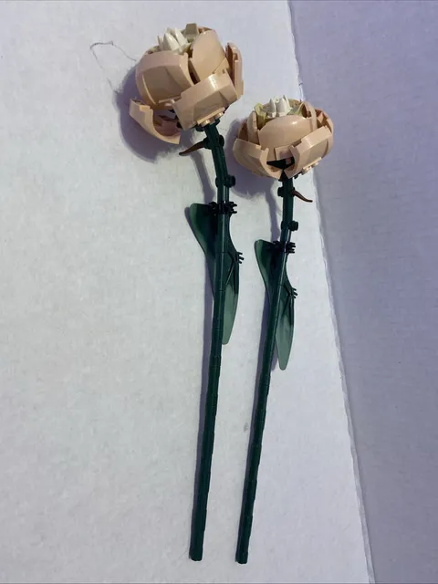 2 LEGO Tan Rose Curve Stem Botanical Flower from #10280 Individual Flowers Only