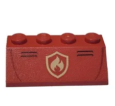 Lego 3037PB051 Slope 45° 2x4 with Fire Logo and Bumper Lines Pattern