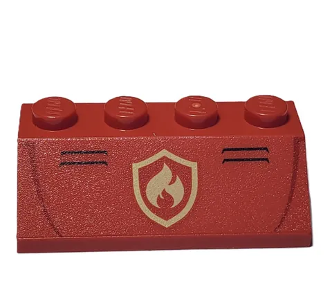 Lego 3037PB051 Slope 45° 2x4 with Fire Logo and Bumper Lines Pattern