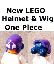 New LEGO Brain Protector Helmet Blue hair Combo One Piece Wig Hat Purple Cool