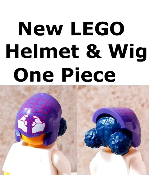 New LEGO Brain Protector Helmet Blue hair Combo One Piece Wig Hat Purple Cool