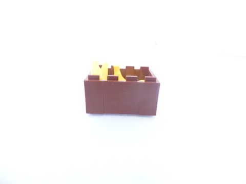 Lego Bananas, set of 5, in reddish-brown crate