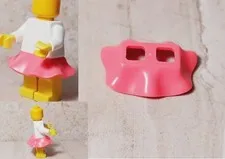 New LEGO Skirt Flare CORAL Pink Super Cute Ruffle Fits Minifigure Legs Dress Up