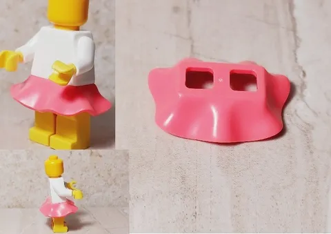 New LEGO Skirt Flare CORAL Pink Super Cute Ruffle Fits Minifigure Legs Dress Up
