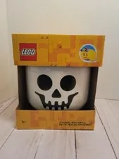 NEW LEGO Skeleton Small Storage Head Skull Container Halloween Candy Bowl 6x7.5"