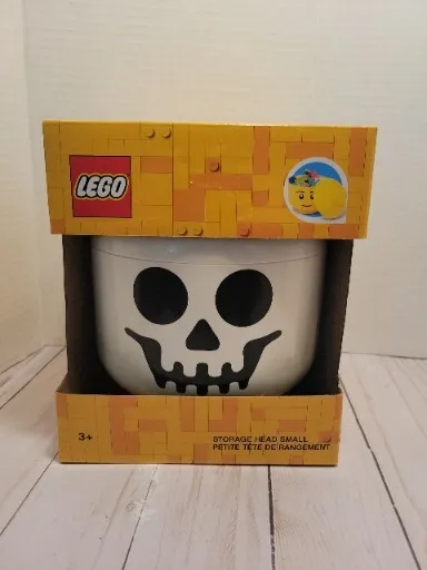 NEW LEGO Skeleton Small Storage Head Skull Container Halloween Candy Bowl 6x7.5"