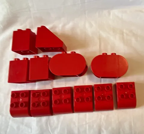 LEGO Red Bricks & Blocks Lot of 12 Mixed Parts Plastic Building Pieces