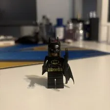 LEGO Batman Black Suit Minifigure w Cloth Cape +Cowl Super Heroes Figure