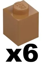 Lego New Mosaic Part 3005 - Qty 6 - BRICK Medium Nougat 1 x 1 Stud Pieces D936