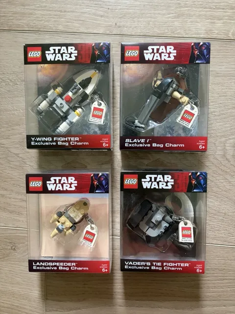 LEGO Star Wars Bag Charm lot Slave 1 Y-Wing Vader’s TIE Fighter Landspeeder NEW