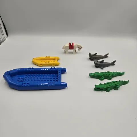  LEGO Minifigure Lot of 7 Alligators Boats Horse Sharks