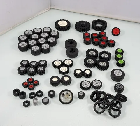 74pc Lot LEGO Assorted Size & Color Wheel Lot - Tires & Rims Genuine Lego Pieces