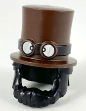 LEGO® 35179pb01 - Minifigure, Hair Combo, Hair and Beard with Top Hat Large