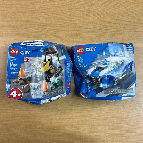 LEGO CITY: Police Car & Roadwork truck lot New in damaged box