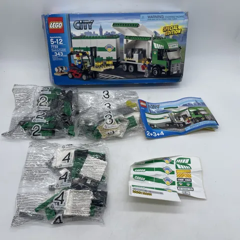 LEGO 7733 Truck & Forklift Cargo Semi Truck  Transport 2008 SE Missing Bag 1