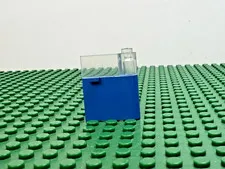 1973 LEGO Blue Door 1x 3x3 RIGHT Horizontal Handle Trans-Clear Top 730 #802apb00